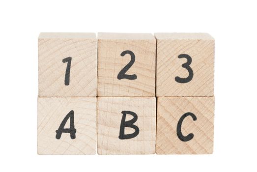 Dipiction of learning the abc's. White background.
