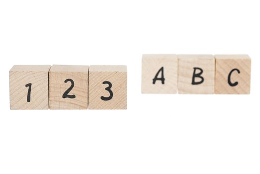 Dipiction of learning the abc's. White background.