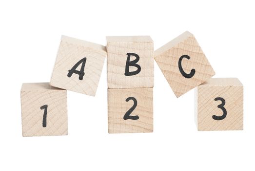 Dipiction of learning the abc's. White background.