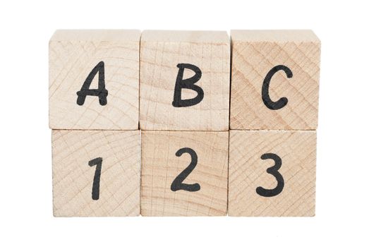 Dipiction of learning the abc's. White background.