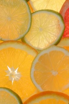 citrus fruits in slices.