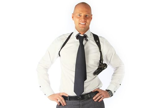 The businessman and the bodyguard with a pistol