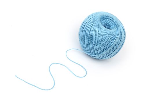 blue thread isolated on white background