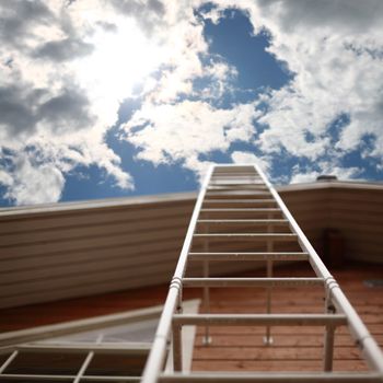 ladder in sky close up