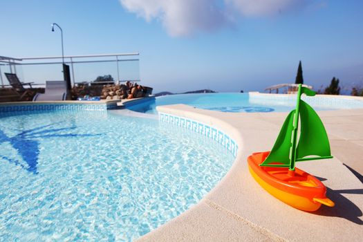  toy ship swimming pool