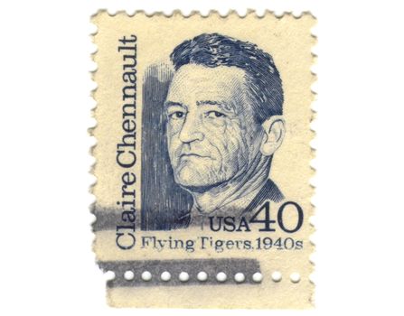 Old postage stamp from USA 40 cent - Flying Tigers 1940s - Claire Chennault