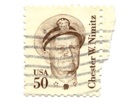 Old postage stamp from USA 50 cent - Chester W. Nimitz