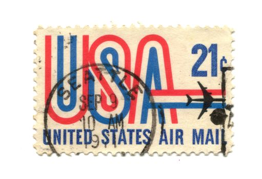 old postage stamp from USA 21 cent - Airmail