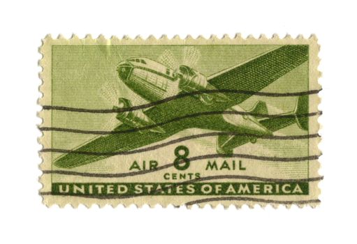 Old postage stamp from USA eight cents - Airmail