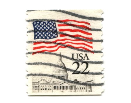 US postage stamp on white background 22c 