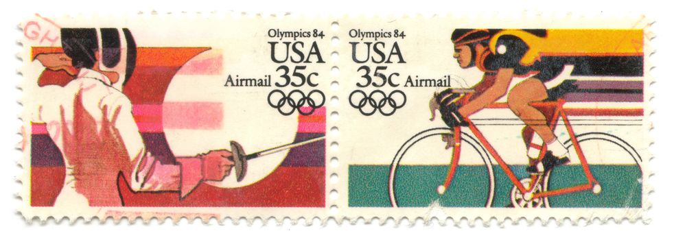 Old postage stamps from USA - Olympics 84