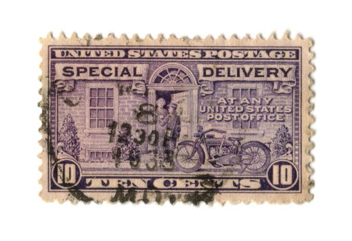 Old postage stamp from USA ten cent - Special Delivery