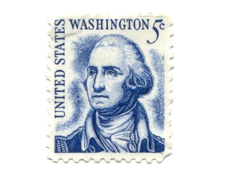 US postage stamp on white background 5c - George Washington