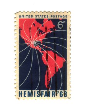 Old postage stamp from USA with america - Hemisfair 68