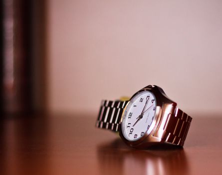 closeup of the  men's wrist watch