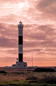 The new Dungeness lighthouse.
Although many types of lighthouse have been seen at Dungeness over the years the first being a coal fire around 1600 this one was only switched on in 1972