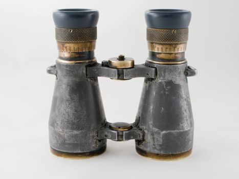 Looking binoculars lens isolated on white concepts