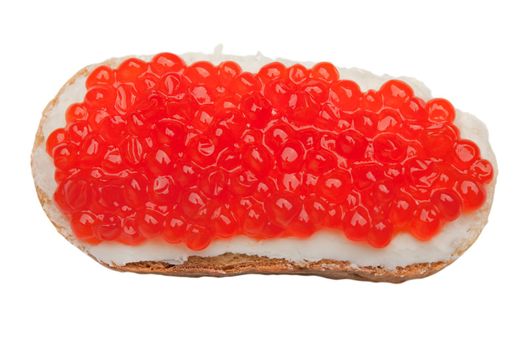 Seafood gourmet snack - red fish caviar on bread