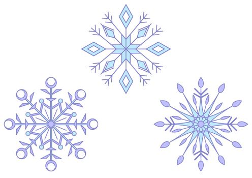 Vector, Christmas decoration: set blue snowflakes on white background
