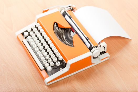 Typescript hand typing typewriter blank paper text