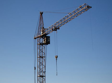 Tower crane with steel hook building metal construction