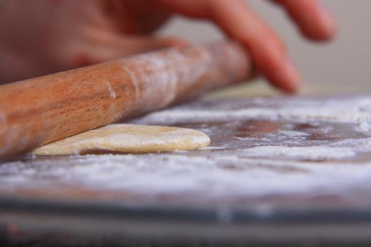 hand made ravioli getting prepared on table 