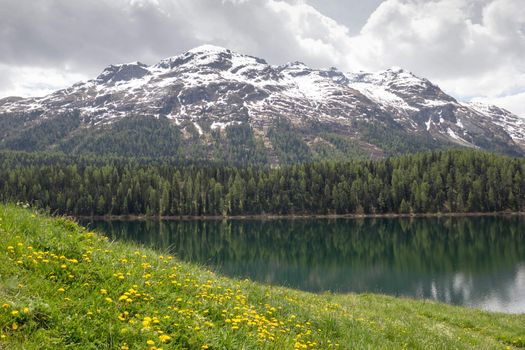 Lake St. Moritz , Switzerland. smaller lake of the Upper Engadin valley