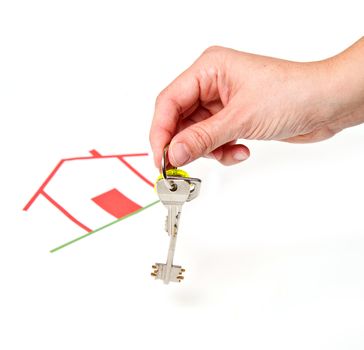 a bunch of House key  with house in backgrounds