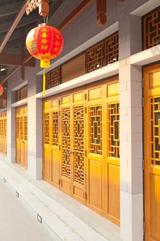 Chinese red paper lanterns in chinatown