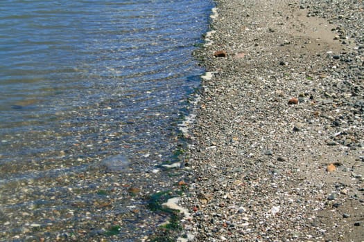 A seascape with beautiful and clear water.
