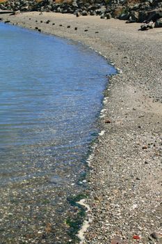 A seascape with beautiful and clear water.
