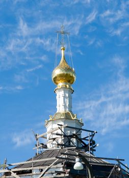 Dome of orthodox church against the blue sky