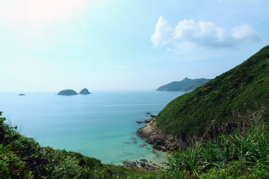 Coastal and mountain landscape in Hong Kong