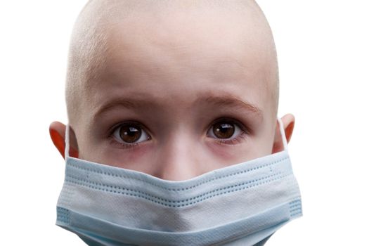 Flu illness child boy in medicine healthcare mask