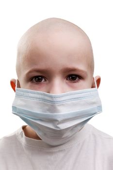 Flu illness child boy in medicine healthcare mask