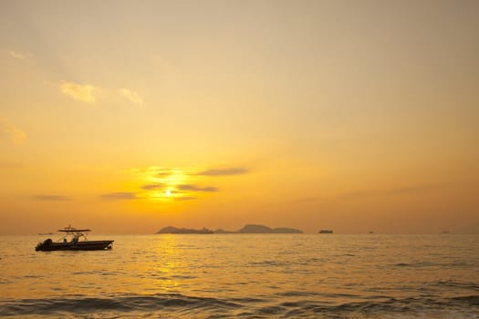 Sunset over the ocean in Hong Kong