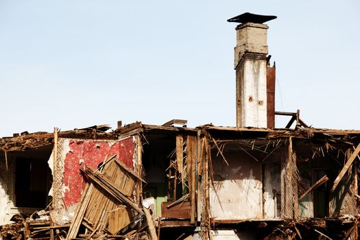 Hurricane earthquake disaster damage ruined house