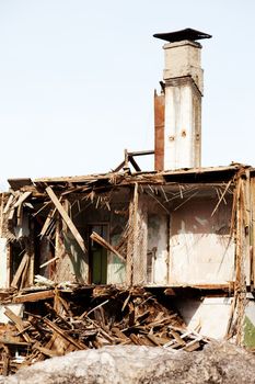 Hurricane earthquake disaster damage ruined house