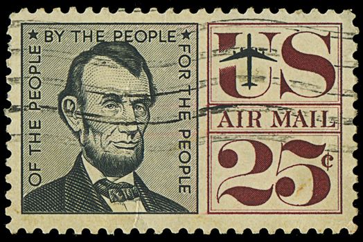 USA - CIRCA 1950s: A stamp printed in USA shows Abraham Lincoln, circa 1950s