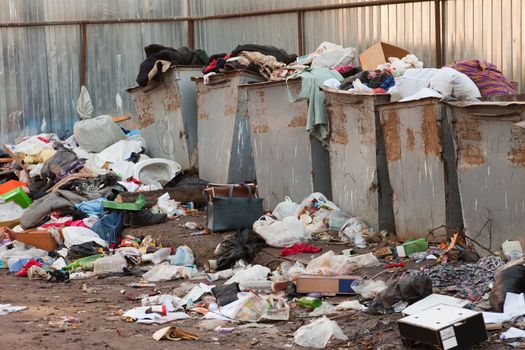 Garbage waste trash heap on recycle dump junkyard