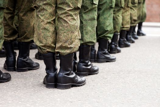 Army parade - military force uniform soldier boot row