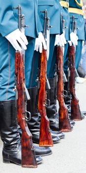 Army parade - military force uniform soldier boot row