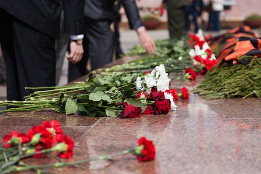 People flowers at Great War Victory Day memorial