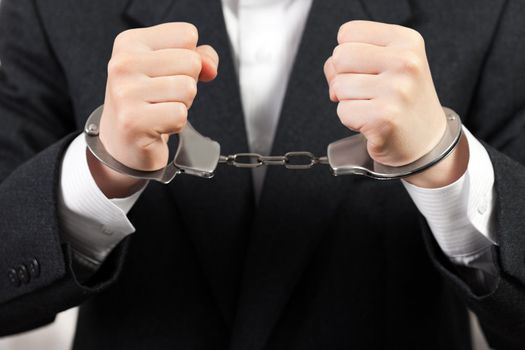 Police steel handcuffs arrests business men hands