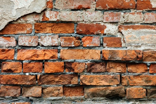 Cracked brick wall urban city building background