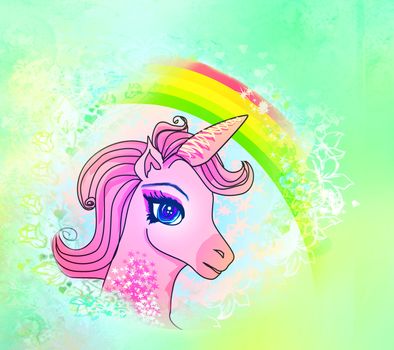 Illustration of beautiful pink Unicorn.