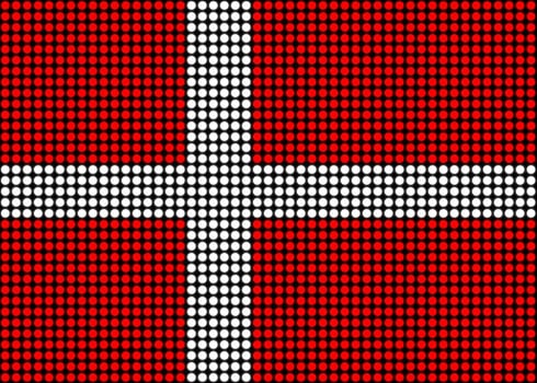 Illustrated flag of Denmark made of dots