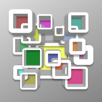 Modern illustration of white rounded squares with colour inside