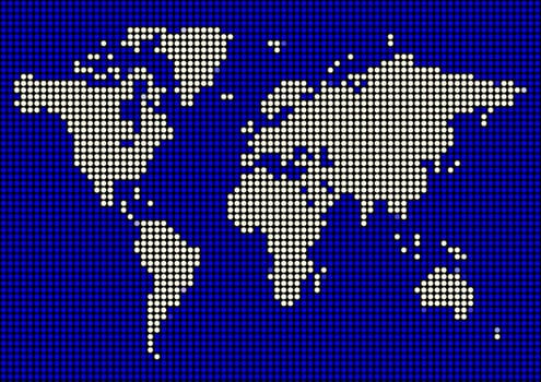 Illustration of the world map made of dots