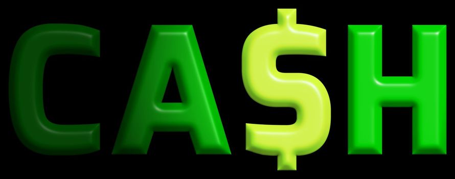 The word CASH with the letter S replaced with a dollar sign